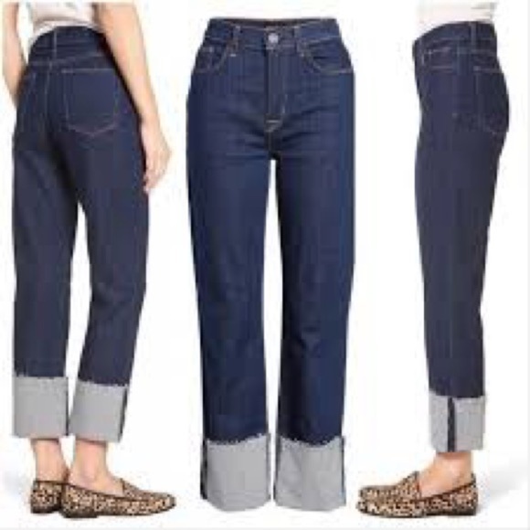 Everlane High Rise Straight Cuffed Hems Dark Blue Size 28 - Picture 4 of 11